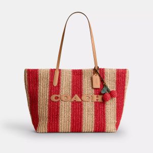 City Tote Bag With Stripes And Charm
