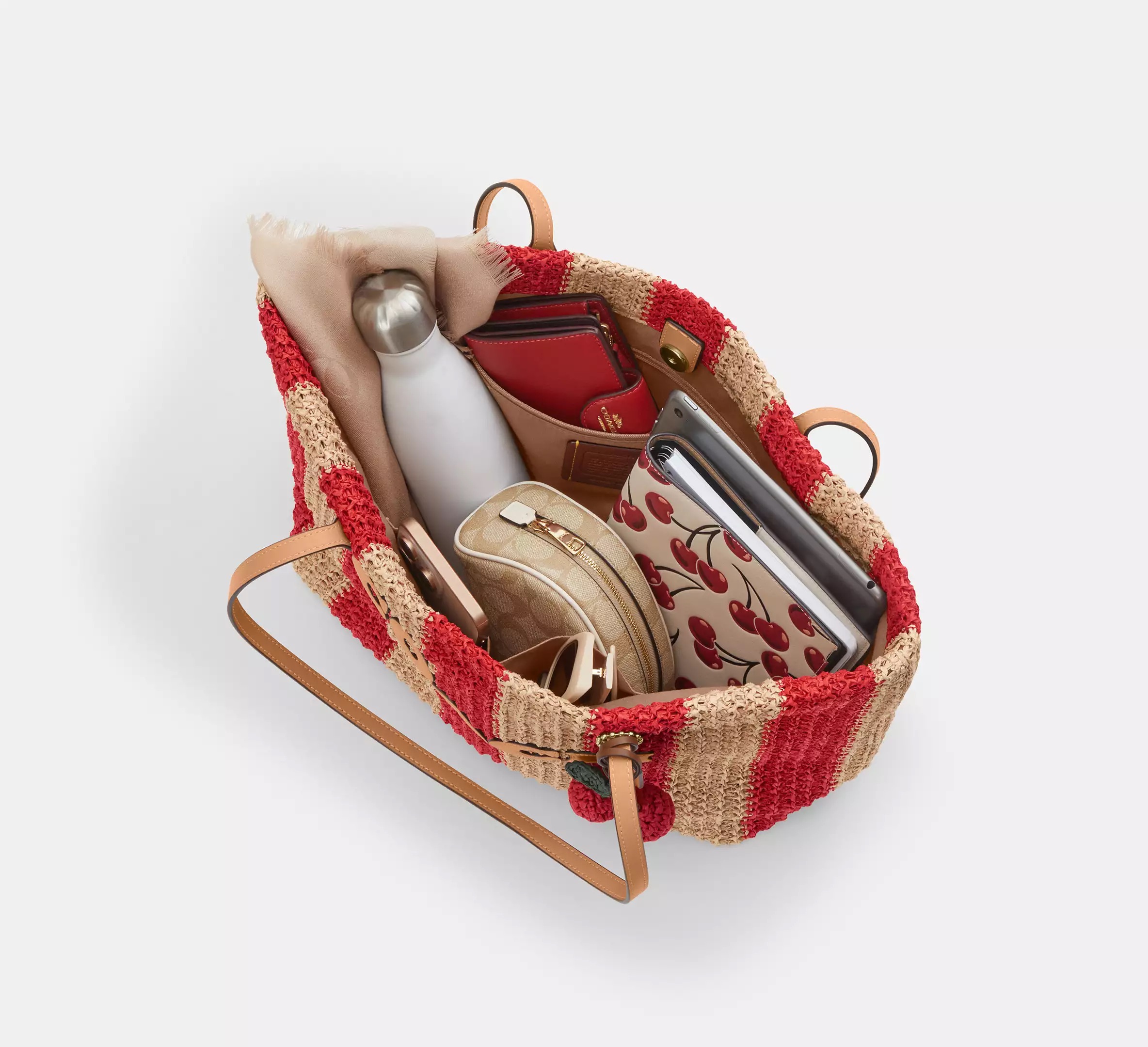 City Tote Bag With Stripes And Charm - Imagen 5